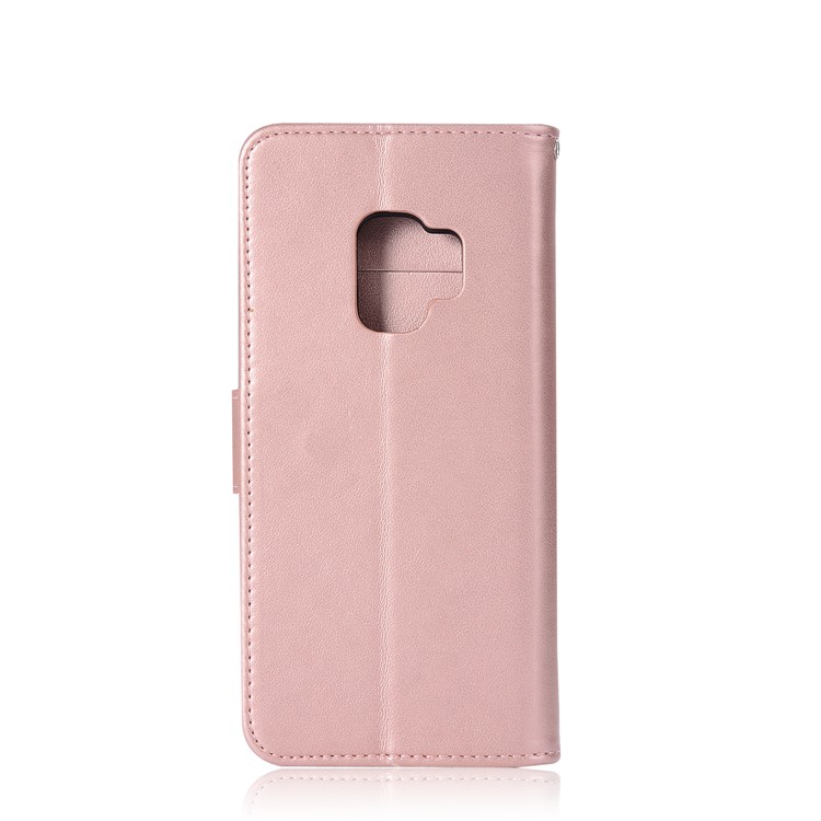 Imprint Owl Dream Catcher Pattern PU Leather Wallet Shell for Samsung Galaxy S9 - Rose Gold-3