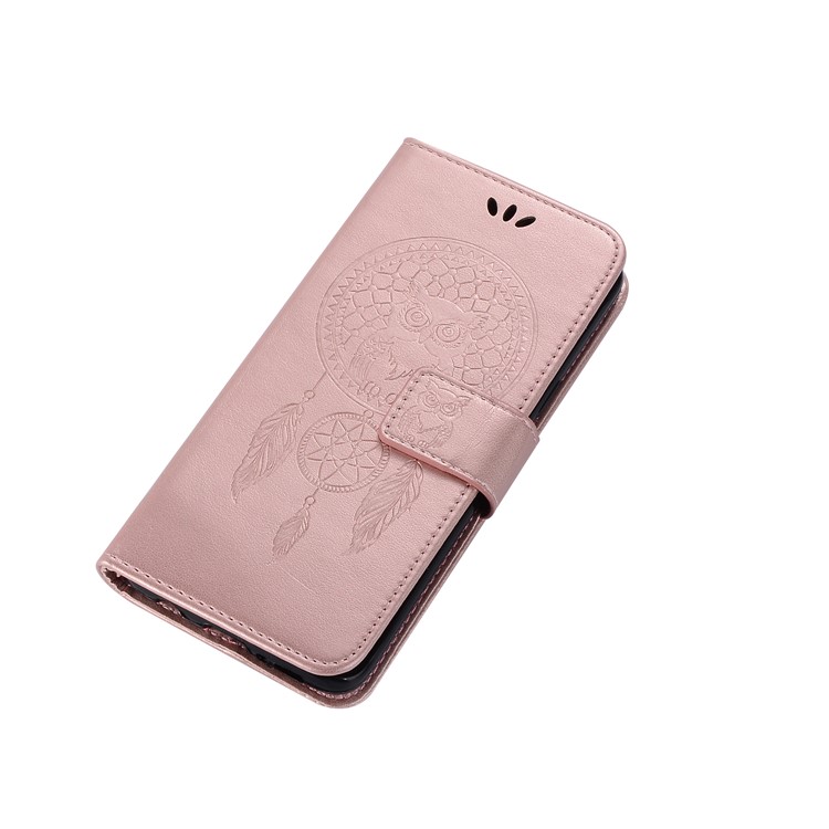 Imprint Owl Dream Catcher Pattern PU Leather Wallet Shell for Samsung Galaxy S9 - Rose Gold-7