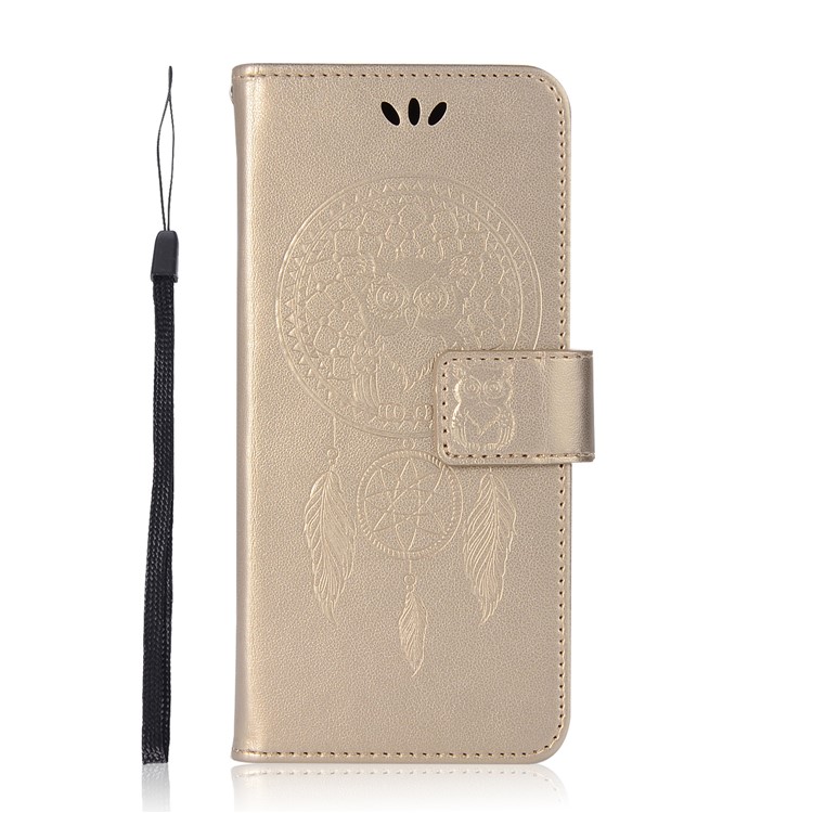 Imprint Owl Dream Catcher Pattern PU Leather Case with Stand for Samsung Galaxy S9 - Gold-6