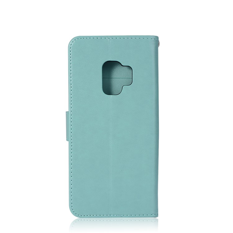 Imprint Owl Dream Catcher Pattern PU Leather Cover with Stand for Samsung Galaxy S9 - Cyan-3