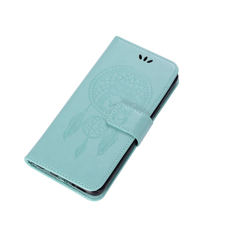 Imprint Owl Dream Catcher Pattern PU Leather Cover with Stand for Samsung Galaxy S9 - Cyan-7