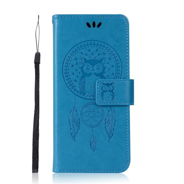 Imprint Owl Dream Catcher Pattern PU Leather Flip Case for Samsung Galaxy S9 G960 - Blue-2