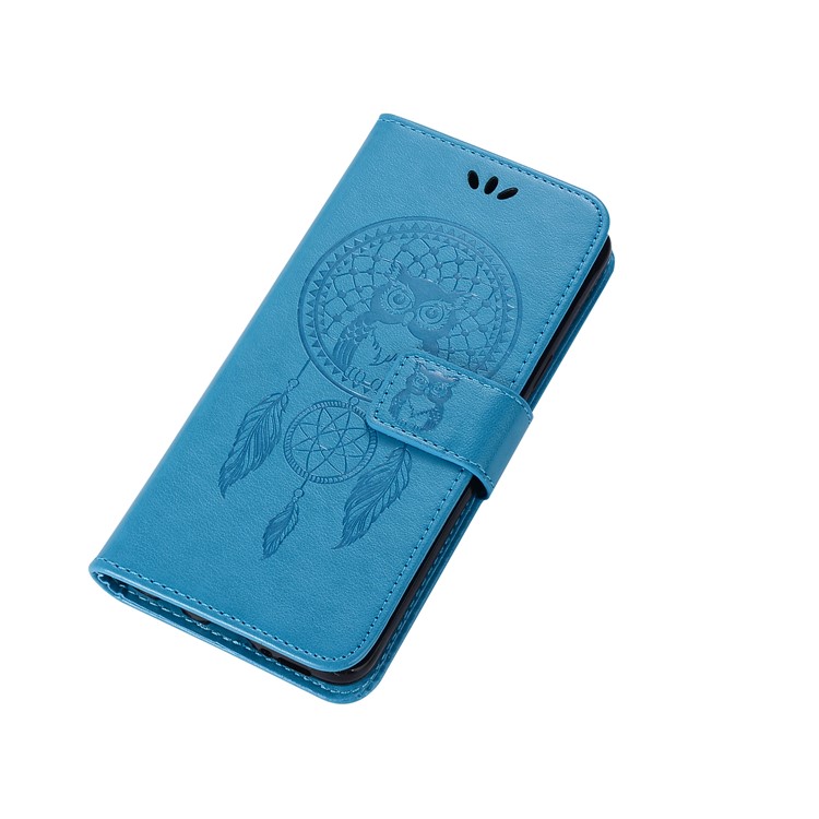 Imprint Owl Dream Catcher Pattern PU Leather Flip Case for Samsung Galaxy S9 G960 - Blue-7