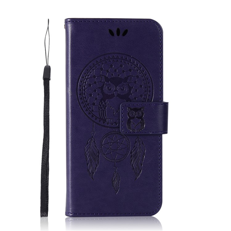 Imprint Owl Dream Catcher Pattern PU Leather Wallet Mobile Case for Samsung Galaxy S9 - Purple-2
