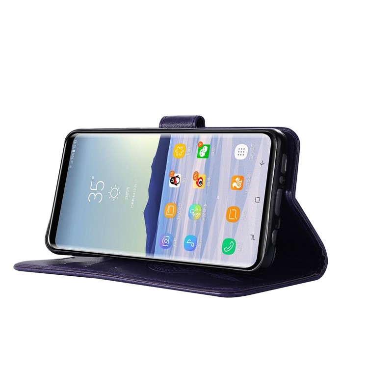 Imprint Owl Dream Catcher Pattern PU Leather Wallet Mobile Case for Samsung Galaxy S9 - Purple-6