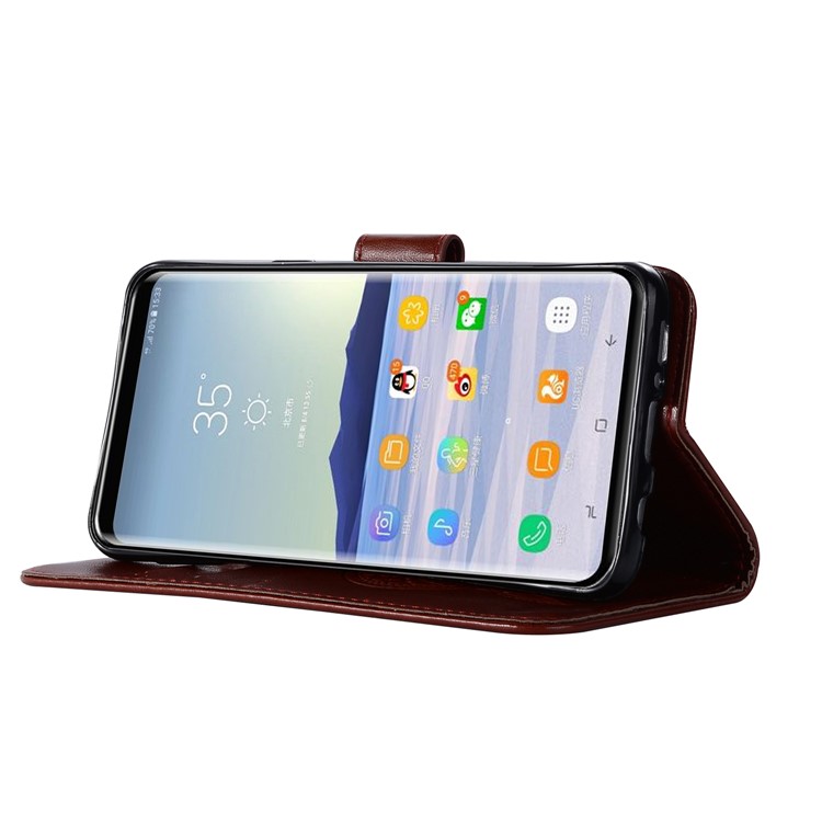 Imprint Owl Dream Catcher Pattern PU Leather Wallet Cell Phone Cover for Samsung Galaxy S9 - Brown-6