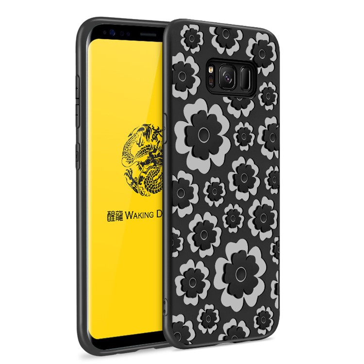 3D Flower Pattern Soft TPU Back Case for Samsung Galaxy S8 SM-G950 - Black-1