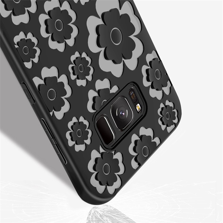 3D Flower Pattern Soft TPU Back Case for Samsung Galaxy S8 SM-G950 - Black-2