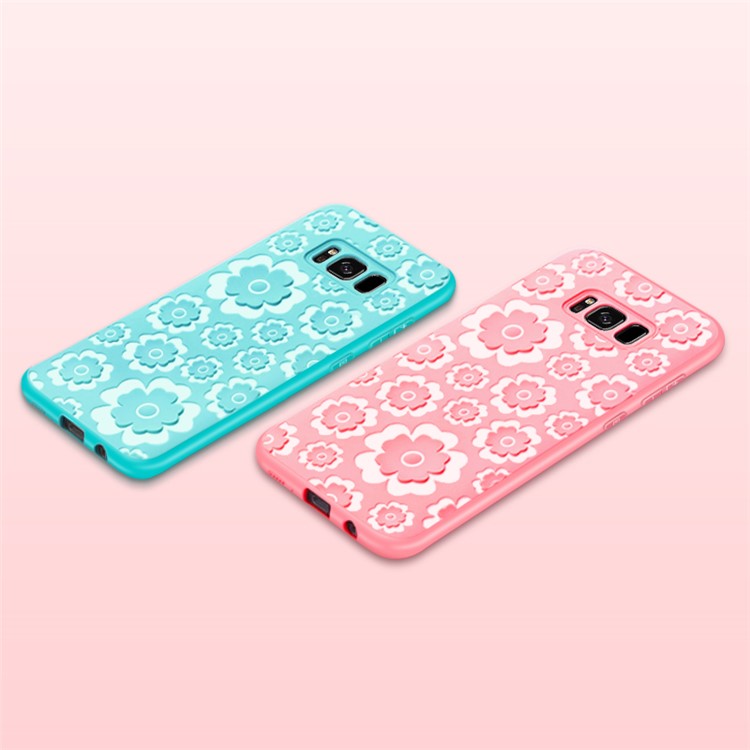 3D Flower Pattern Soft TPU Protection Case for Samsung Galaxy S8 SM-G950 - Blue-2