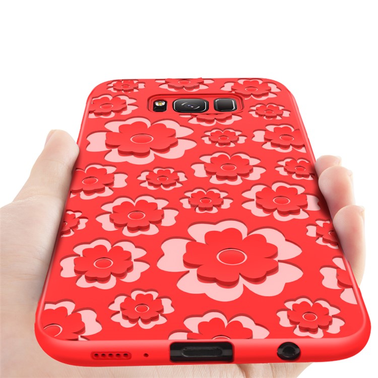 Caja Suave De La Cubierta Del Modelo De Flor 3D TPU Para La Galaxia S8 + SM-G955 De Samsung - Rojo-2
