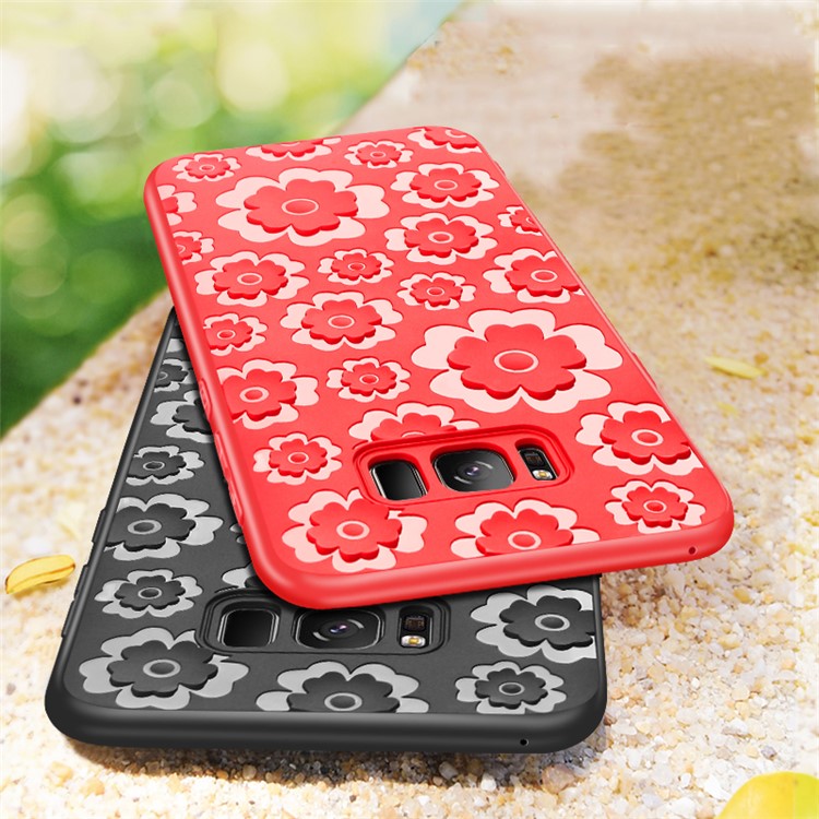 Caja Suave De La Cubierta Del Modelo De Flor 3D TPU Para La Galaxia S8 + SM-G955 De Samsung - Rojo-3