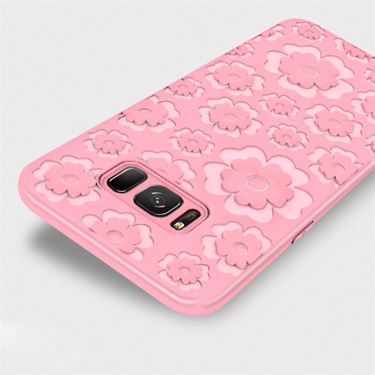 3D Flower Pattern Soft TPU Cover for Samsung Galaxy S8+ SM-G955 - Pink-2
