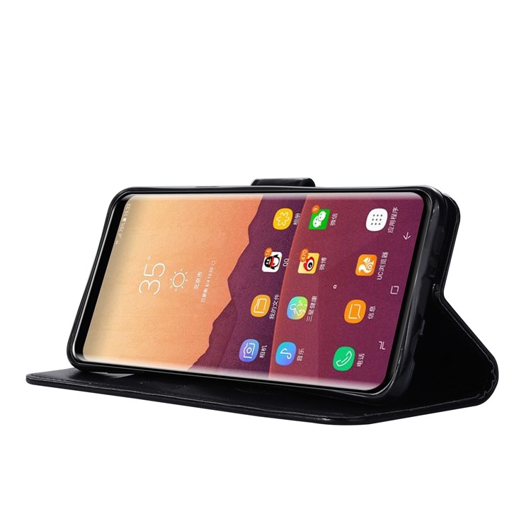 Imprint Dream Catcher Owl Magnetic Wallet PU Leather Stand Cover for Samsung Galaxy S9+ - Black-6