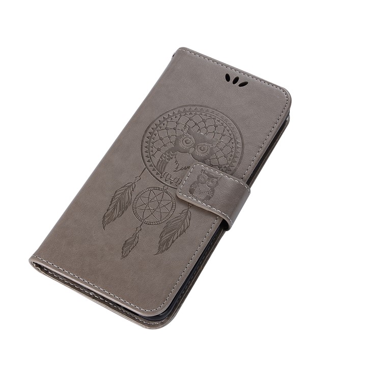 Imprint Dream Catcher Owl Magnetic Wallet PU Leather Stand Case for Samsung Galaxy S9+ G965 - Grey-7