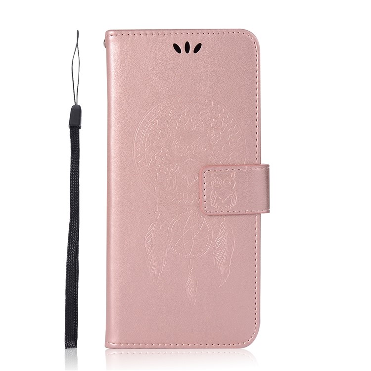 Imprint Dream Catcher Owl Magnetic Wallet PU Leather Stand Shell for Samsung Galaxy S9+ G965 - Rose Gold-2