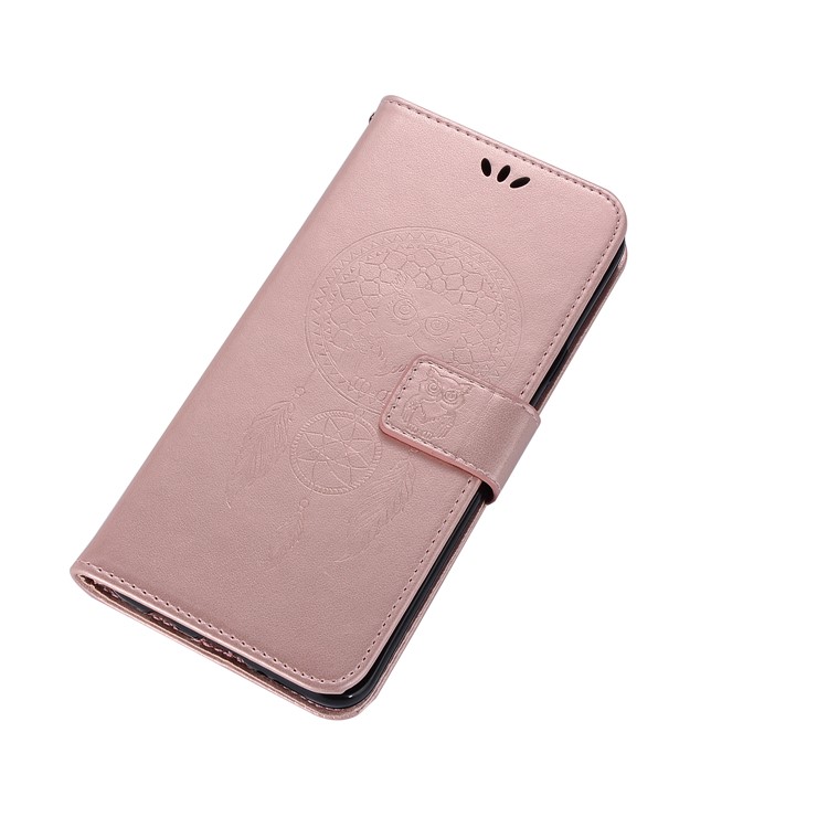 Imprint Dream Catcher Owl Magnetic Wallet PU Leather Stand Shell for Samsung Galaxy S9+ G965 - Rose Gold-7