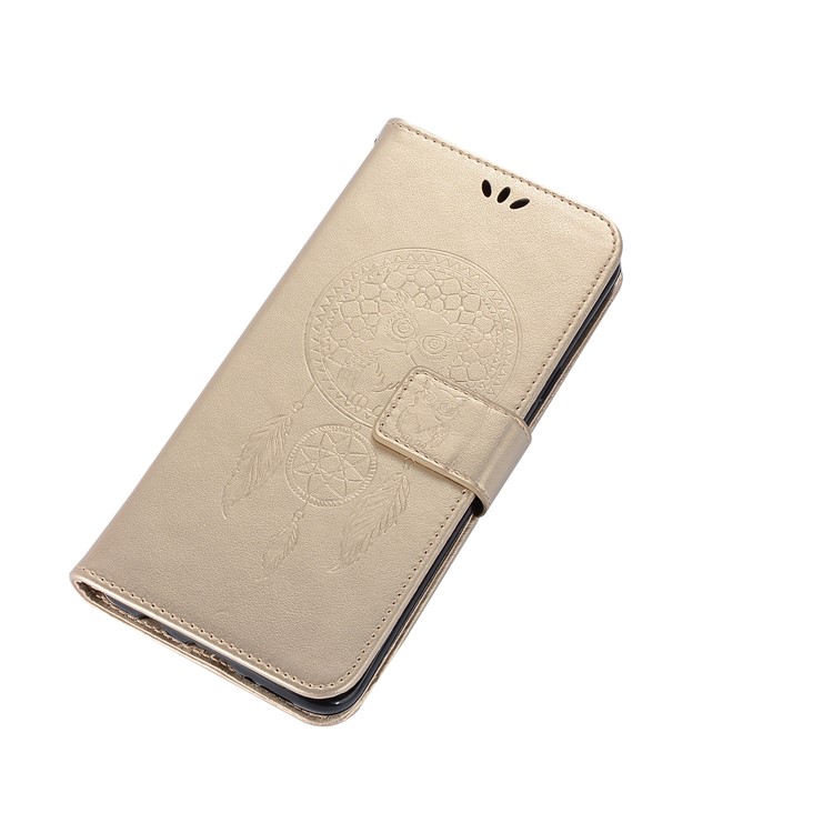 Imprint Dream Catcher Owl Magnetic Wallet PU Leather Stand Casing for Samsung Galaxy S9+ G965 - Gold-7