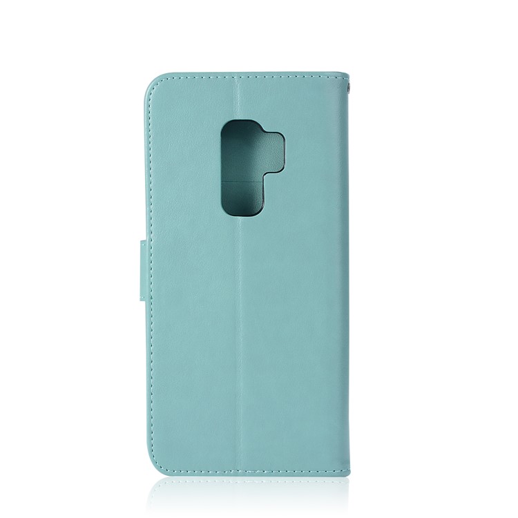 Imprint Dream Catcher Owl Magnetic Wallet PU Leather Stand Mobile Phone Cover for Samsung Galaxy S9+ G965 - Cyan-3