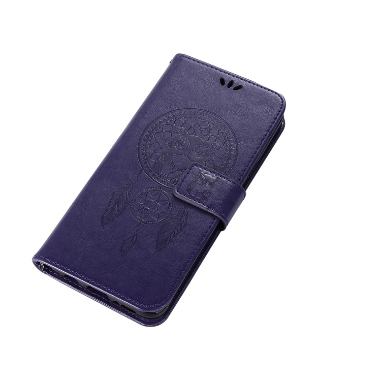 Imprint Dream Catcher Owl Magnetic Wallet PU Leather Stand Protective Casing for Samsung Galaxy S9+ G965 - Purple-7