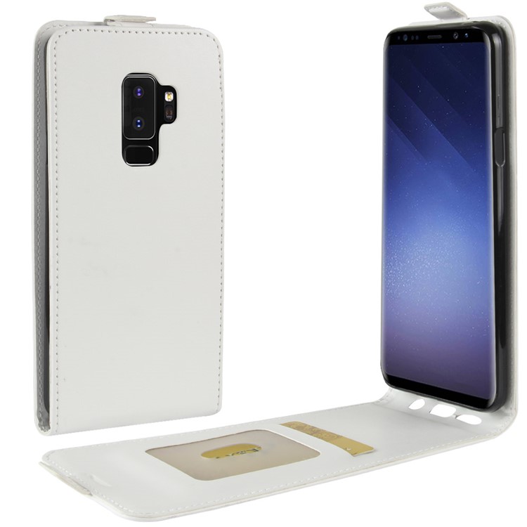 For Samsung Galaxy S9 Plus G965 Crazy Horse Texture Vertical Flip Leather Cover with Card Slot - White-1