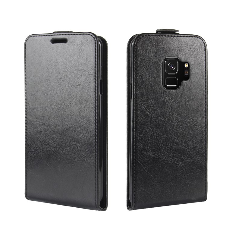 Crazy Horse Texture Vertical Flip Card Holder Leather Case for Samsung Galaxy S9 - Black-2