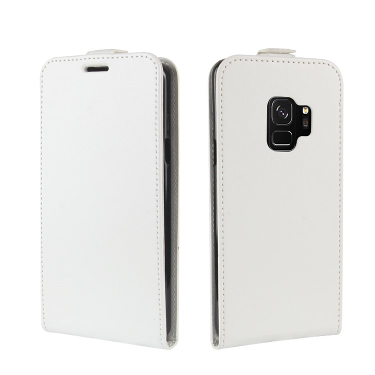 Crazy Horse Texture Vertical Flip Card Holder Leather Cover for Samsung Galaxy S9 G960 - White-2