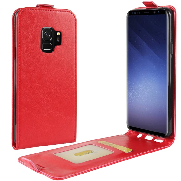 Crazy Horse Texture Vertical Flip Protective Leather Mobile Case for Samsung Galaxy S9 G960 - Red-1