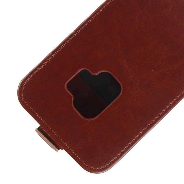 Crazy Horse Texture Vertical Flip Card Holder Leather Phone Cover for Samsung Galaxy S9 - Brown-3
