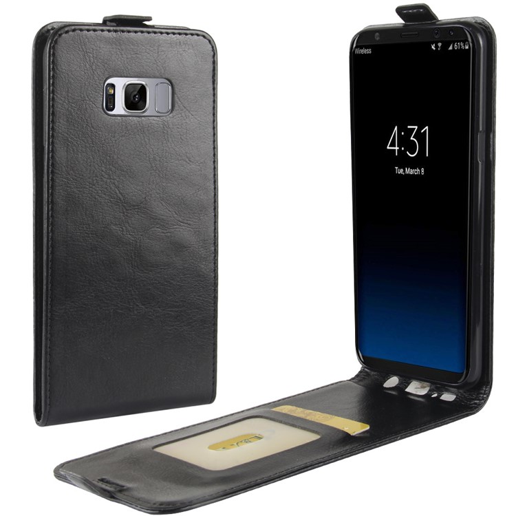 Crazy Horse Vertical Flip Leather Mobile Case with Card Slot for Samsung Galaxy S8 Plus SM-G955 - Black-1