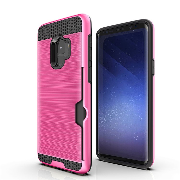 Brushed PC TPU Hybrid Phone Shell with Card Slot for Samsung Galaxy S9 G960 - Rose-2