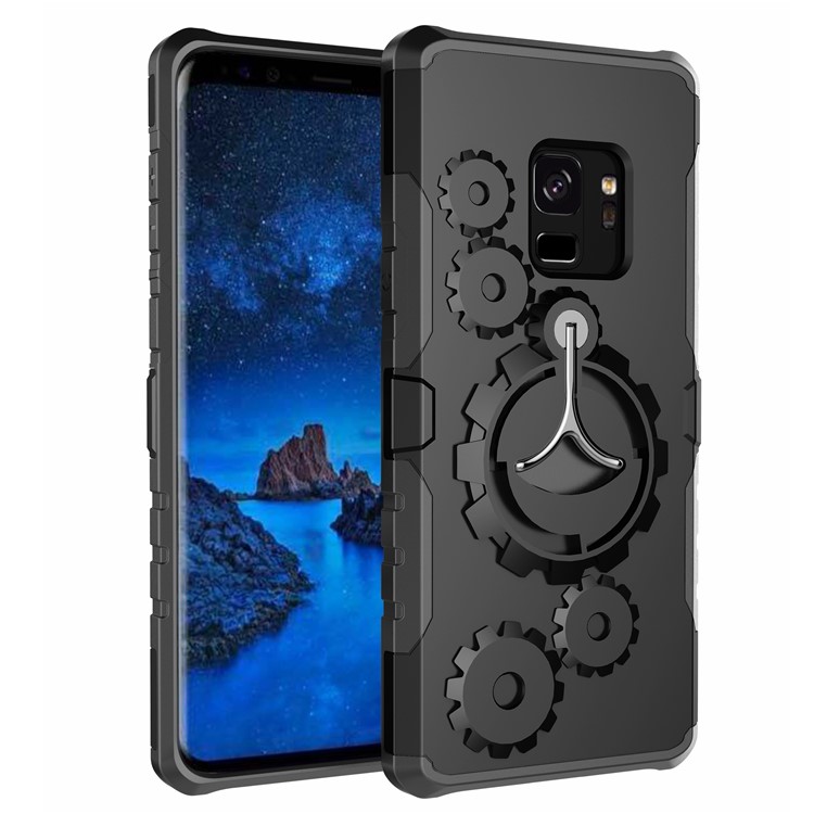 Mechanical Gear PC+TPU Hybrid Kickstand Cover for Samsung Galaxy S9 - Black-1