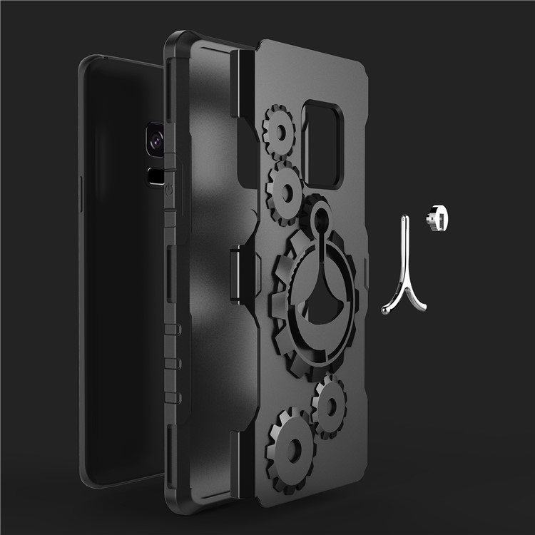Mechanical Gear PC+TPU Hybrid Kickstand Cover for Samsung Galaxy S9 - Black-10