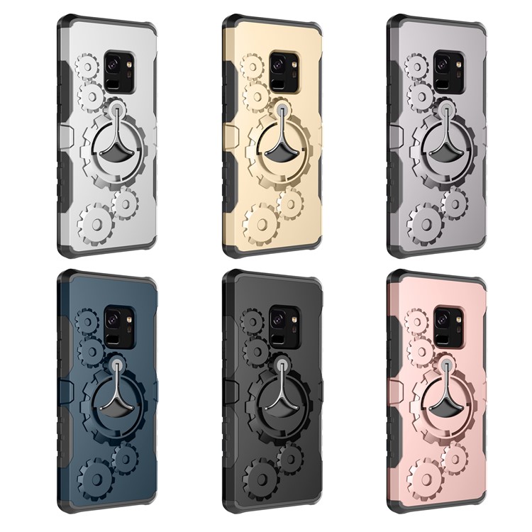 Mechanical Gear PC+TPU Hybrid Kickstand Cover for Samsung Galaxy S9 - Black-11