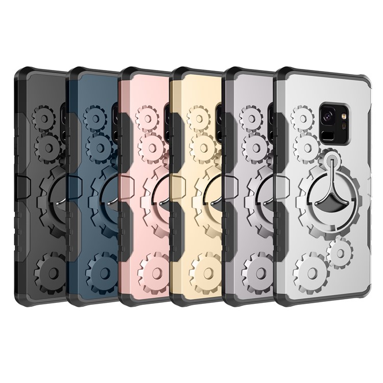 Mechanical Gear PC+TPU Hybrid Kickstand Cover for Samsung Galaxy S9 - Black-12
