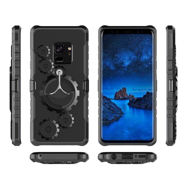 Mechanical Gear PC+TPU Hybrid Kickstand Cover for Samsung Galaxy S9 - Black-2