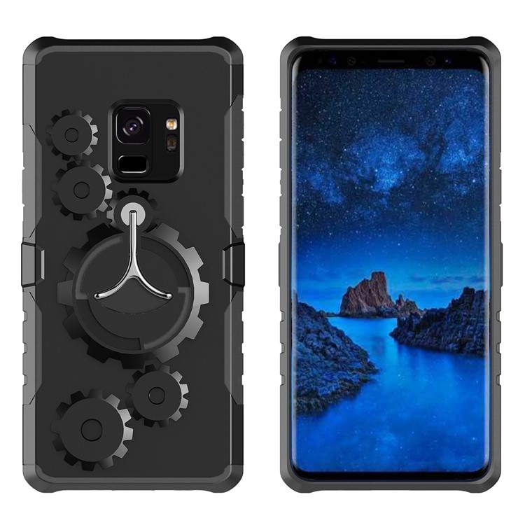 Mechanical Gear PC+TPU Hybrid Kickstand Cover for Samsung Galaxy S9 - Black-3