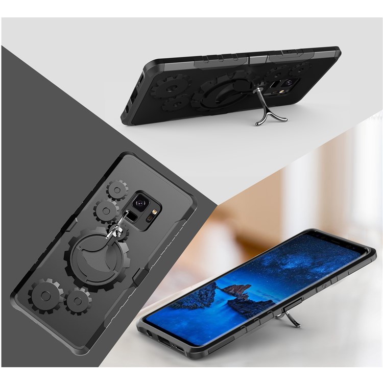 Mechanical Gear PC+TPU Hybrid Kickstand Cover for Samsung Galaxy S9 - Black-8