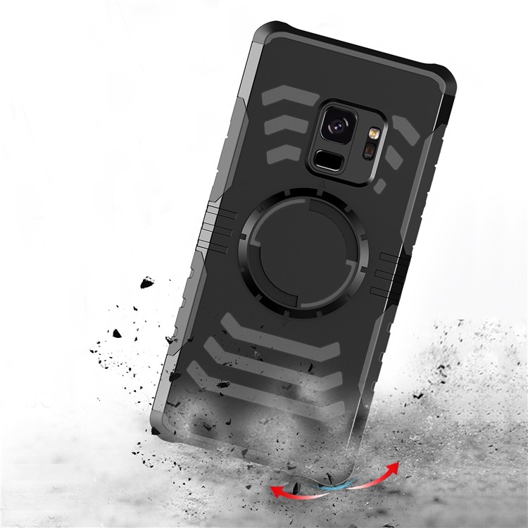 Shockproof Hybrid PC + TPU Phone Case for Samsung Galaxy S9 (Built-in Magnetic Holder Metal Sheet) - Black-6