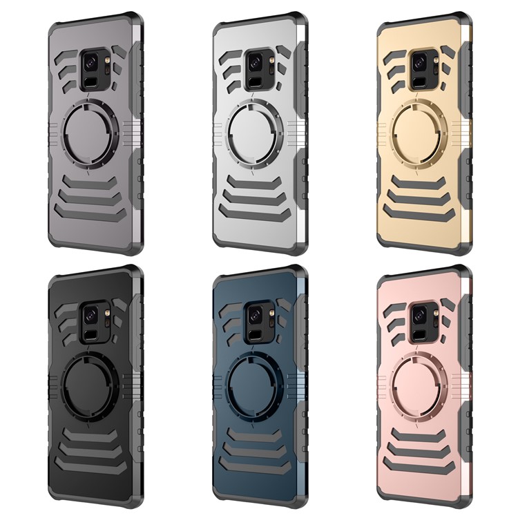 Shockproof Hybrid PC + TPU Phone Case for Samsung Galaxy S9 (Built-in Magnetic Holder Metal Sheet) - Black-8