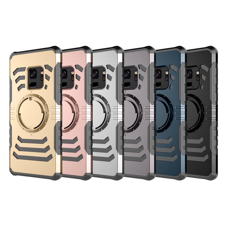 Shockproof Hybrid PC + TPU Phone Case for Samsung Galaxy S9 (Built-in Magnetic Holder Metal Sheet) - Black-9