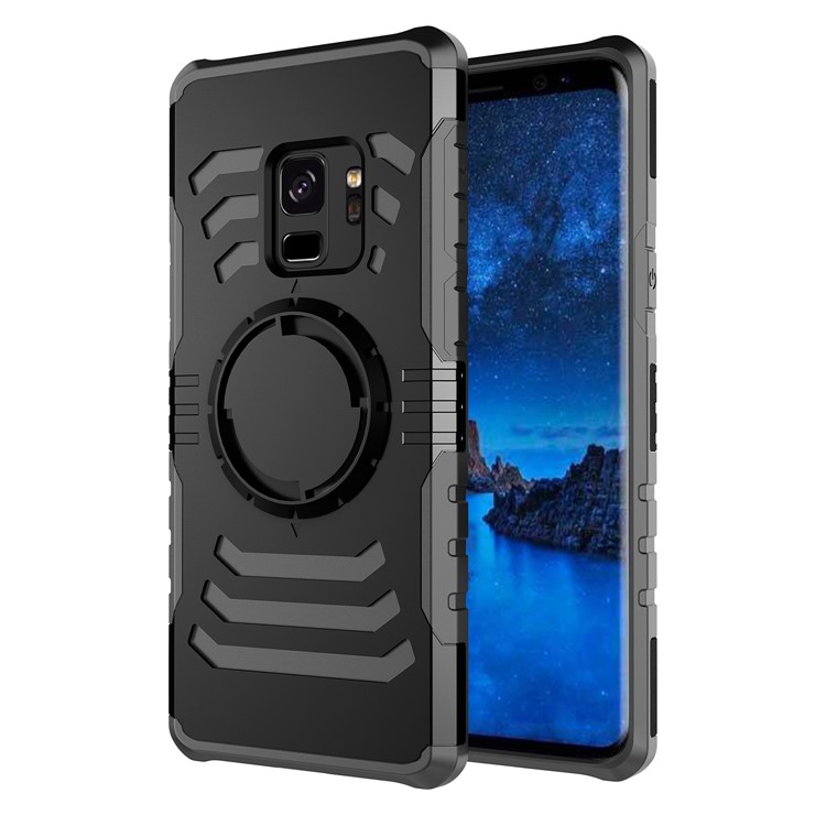 Shockproof Hybrid PC + TPU Magnetic Phone Case with Sports Armband for Samsung Galaxy S9 - Black-1