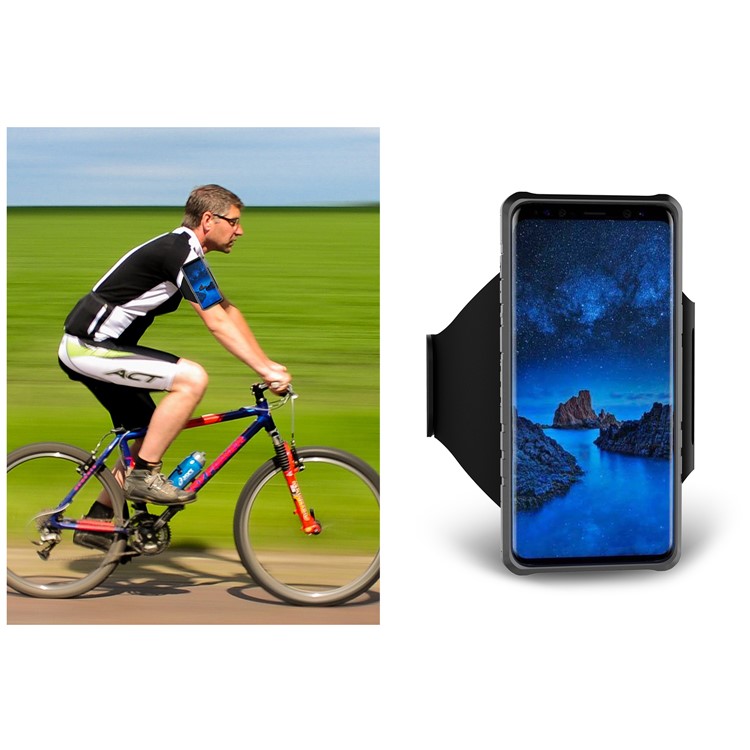 Shockproof Hybrid PC + TPU Magnetic Phone Case with Sports Armband for Samsung Galaxy S9 - Black-9
