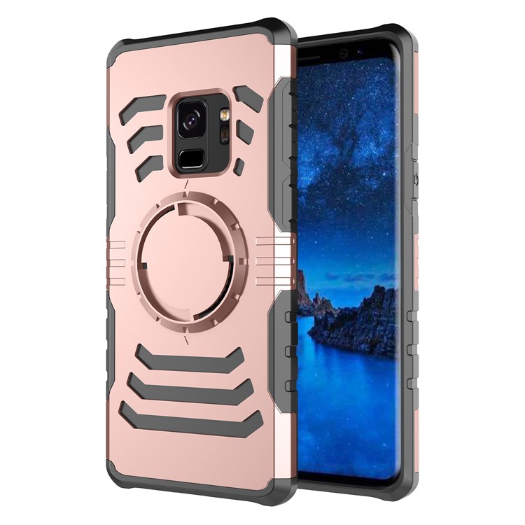 Shockproof Combo PC + TPU Magnetic Phone Case with Sports Armband for Samsung Galaxy S9 - Rose Gold-1