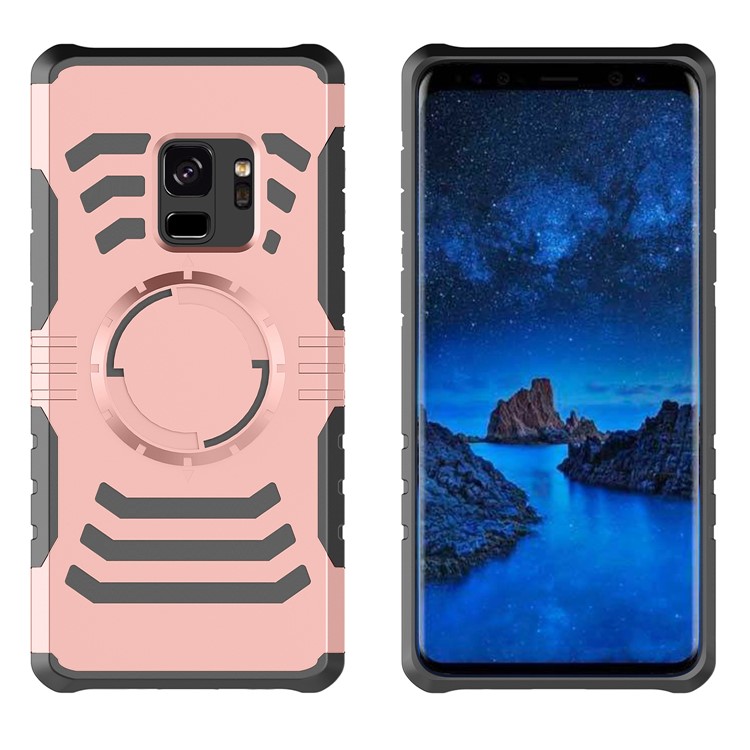 Shockproof Combo PC + TPU Magnetic Phone Case with Sports Armband for Samsung Galaxy S9 - Rose Gold-2