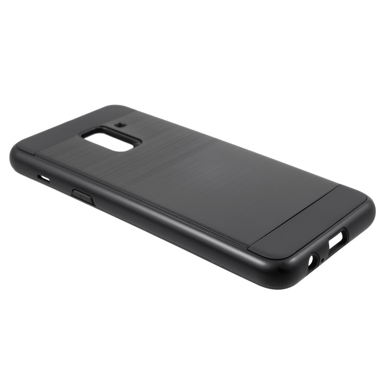 Brushed TPU+PC Hybrid Back Case for Samsung Galaxy A8 (2018) - Black-3