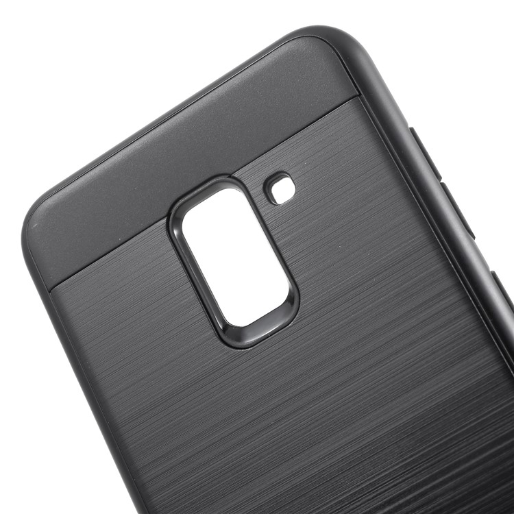 Brushed TPU+PC Hybrid Back Case for Samsung Galaxy A8 (2018) - Black-4