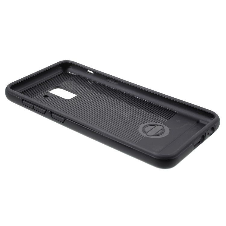 Brushed TPU+PC Hybrid Back Case for Samsung Galaxy A8 (2018) - Black-6