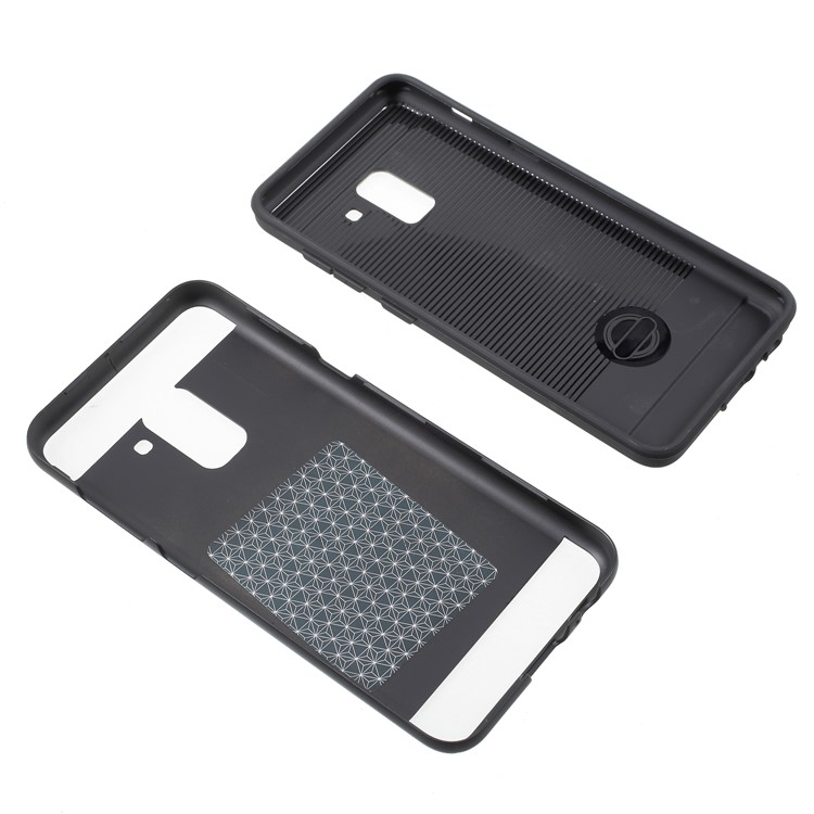 Brushed TPU+PC Hybrid Back Case for Samsung Galaxy A8 (2018) - Black-7