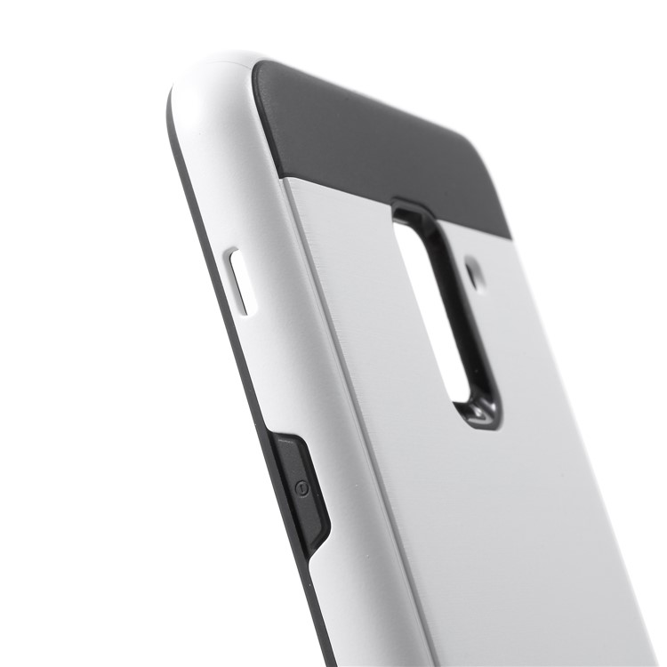 Brushed TPU+PC Hybrid Mobile Case for Samsung Galaxy A8 (2018) - White-3