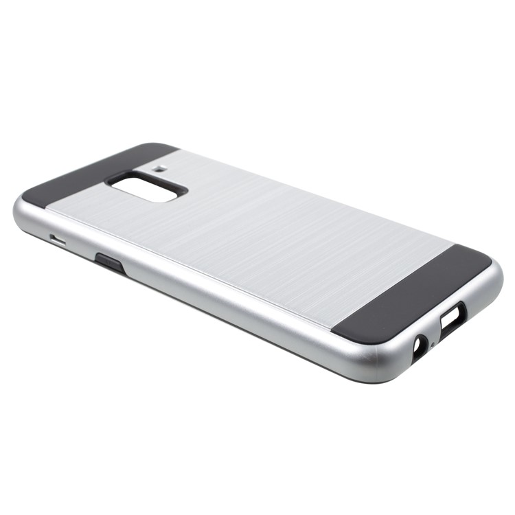 Brushed TPU+PC Hybrid Phone Shell for Samsung Galaxy A8 (2018) - Silver-2
